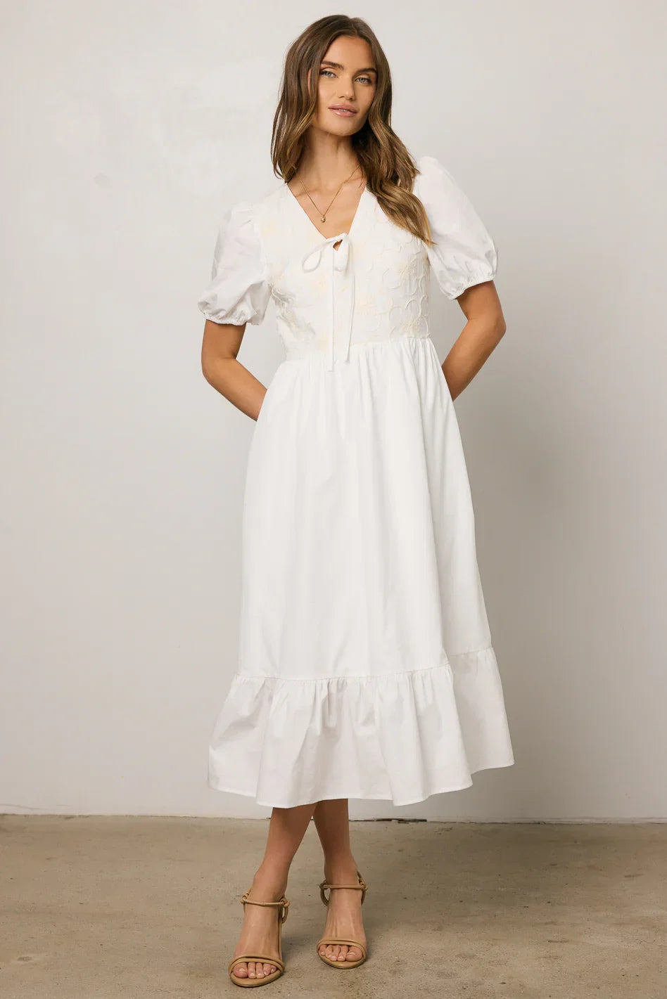 Jozette Floral Midi Dress in Off White FINAL SALE