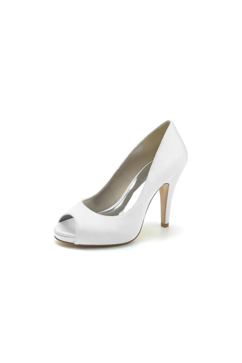 Peep Toe Slip on Satin Stiletto Heels