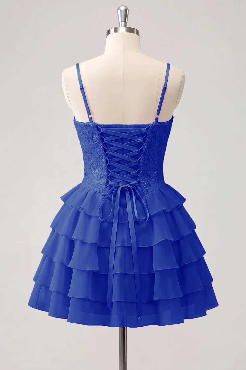 Champagne A Line Sequin Tiered Ruffle Short Homecoming Dress