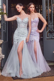 A1388 SEQUIN FLORAL MERMAID GOWN LAVENDER Andrea Leo FINAL SALE