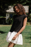 Jozie Mixed Media Mini Dress in Black