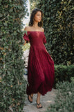 Beckie Smocked Maxi Dress in Burgundy