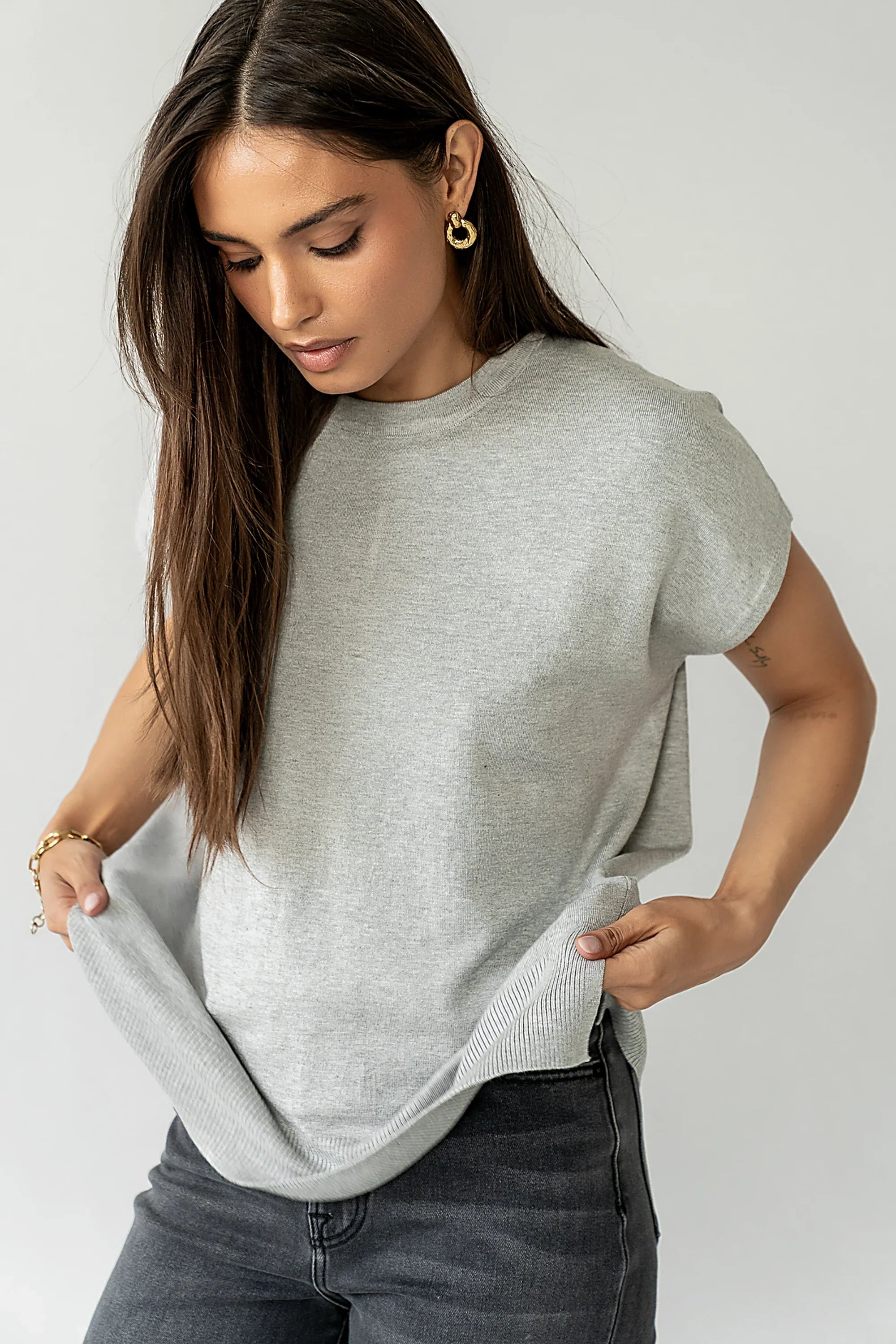 Jensen Knit Top in Grey FINAL SALE