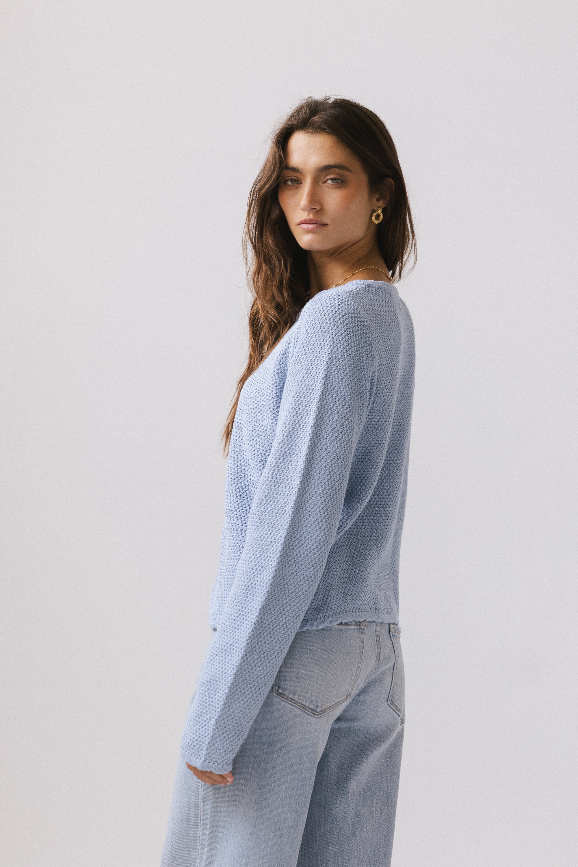 Azuline Knit Cardigan in Powder Blue