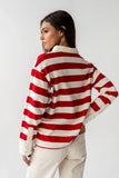 Hamlin Striped Top in Red