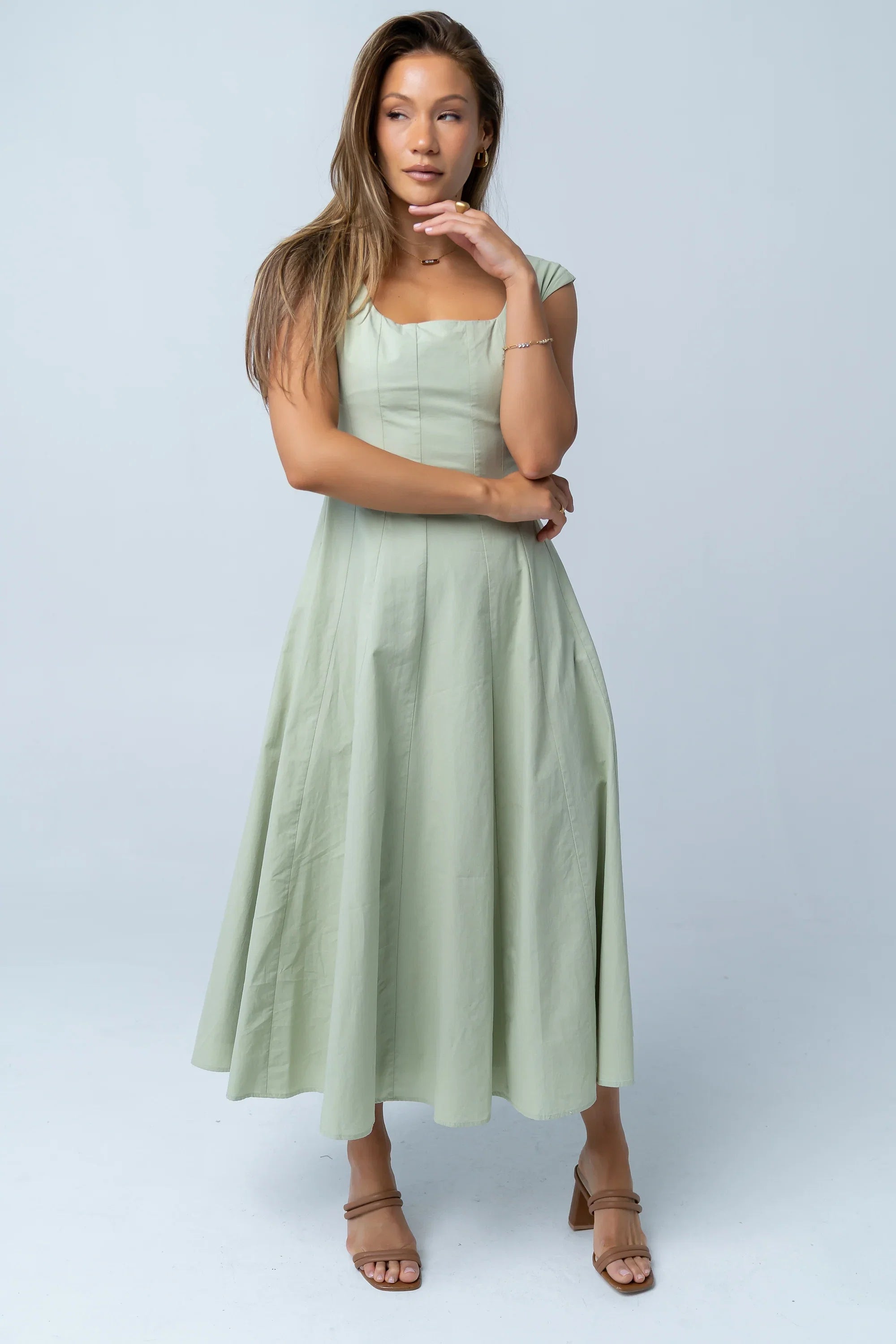 Colin Midi Dress in Sage