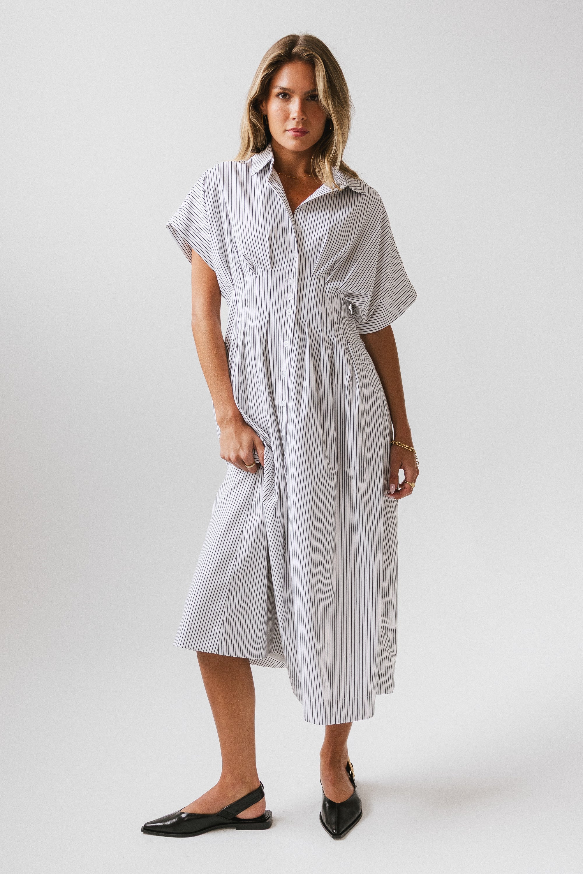 Collins Striped Maxi Dress in White