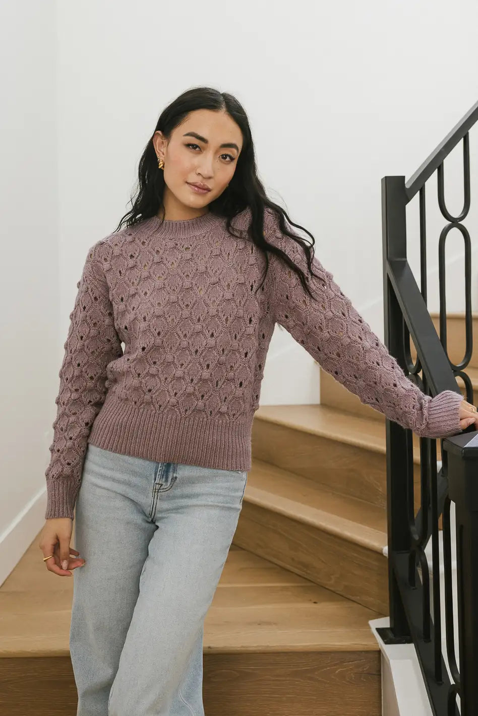 Tessa Pointelle Sweater in Lavender FINAL SALE