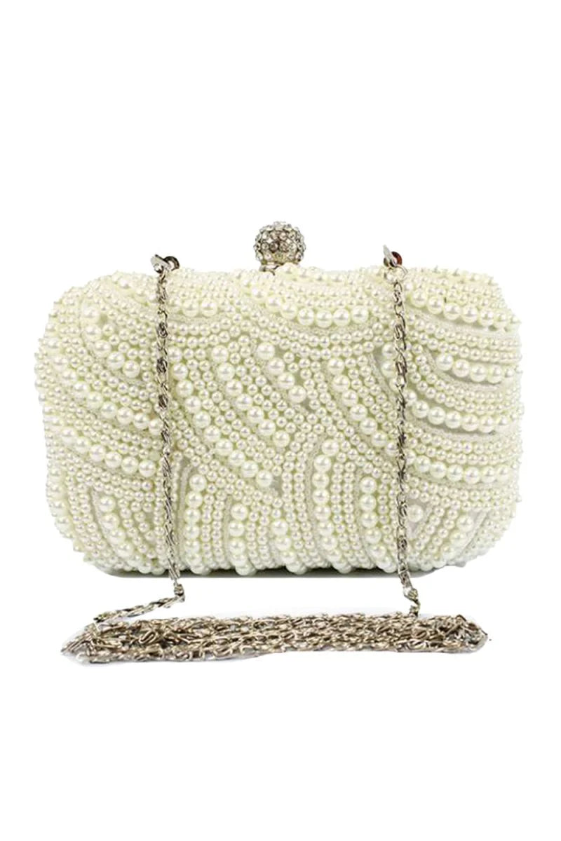 Amazing Pearl With Crystal Rhinestone Chain Clutches