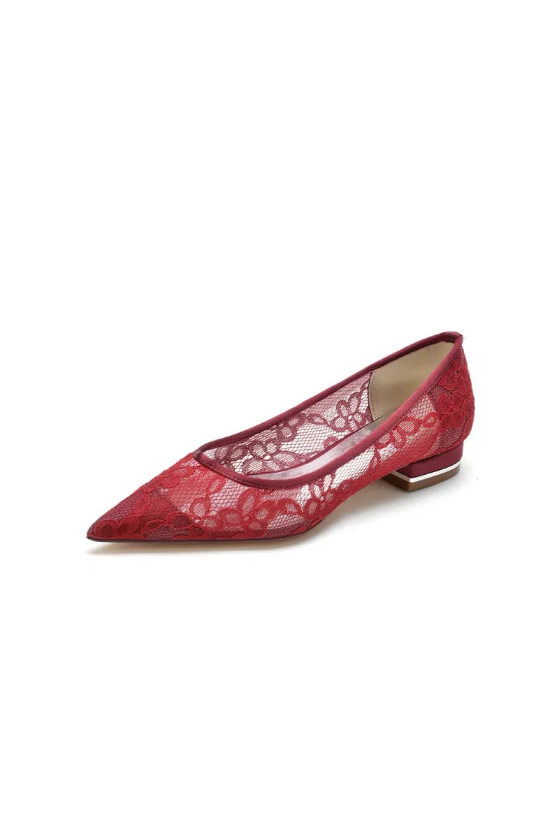 Lace Cocktail Pointed Toe Flats