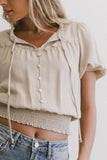Pax Smocked Blouse in Sand FINAL SALE