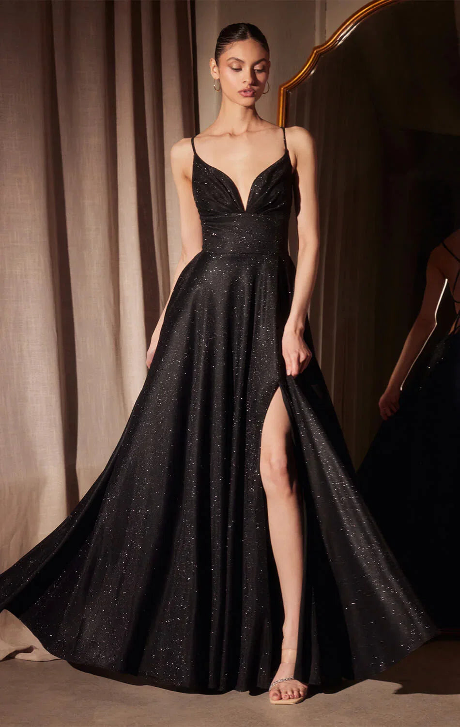 Gwendolyn Gown Shimmer Lace Up Back A Line Evening Dress