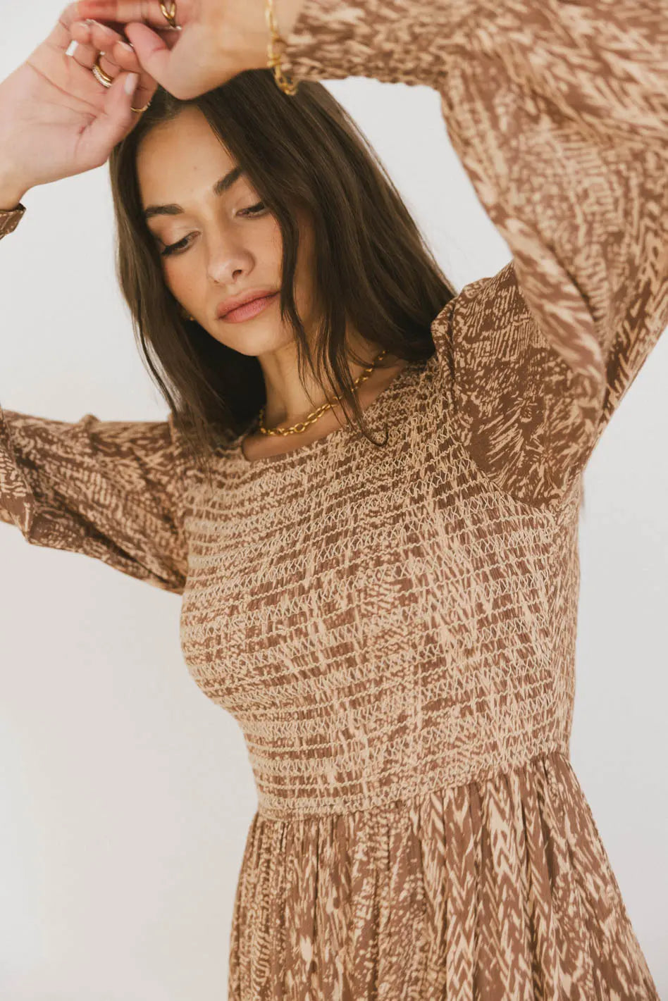 Justice Abstract Midi Dress in Brown FINAL SALE