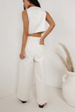 Georgia Wide Leg Jeans in Cream FINAL SALE