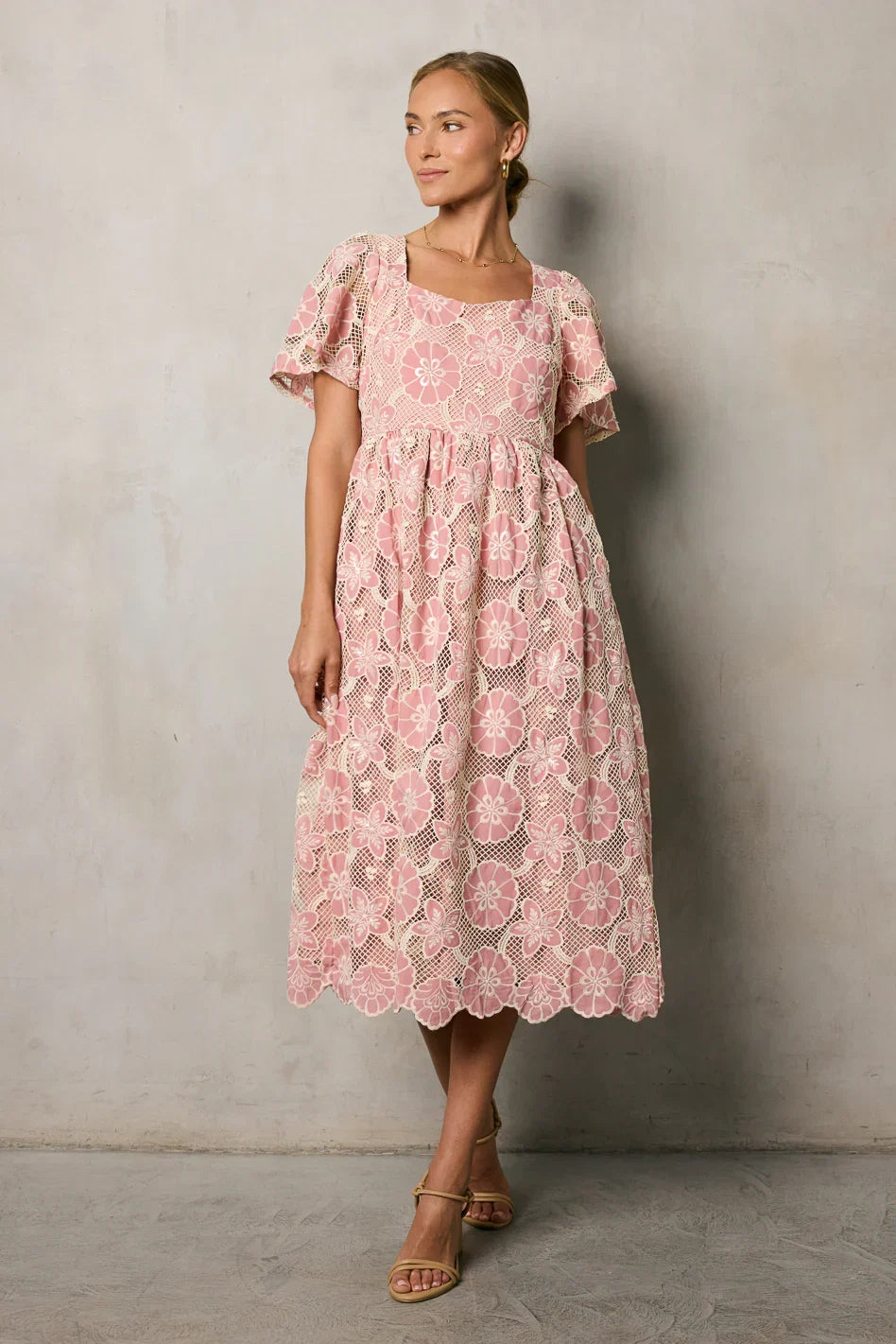 Mica Embroidered Midi Dress FINAL SALE