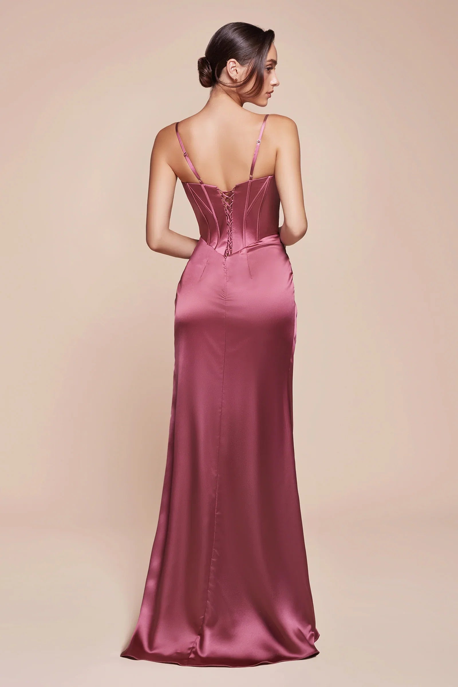 Jocelyn Gown Fitted Satin Bustier Luxe Satin Gown