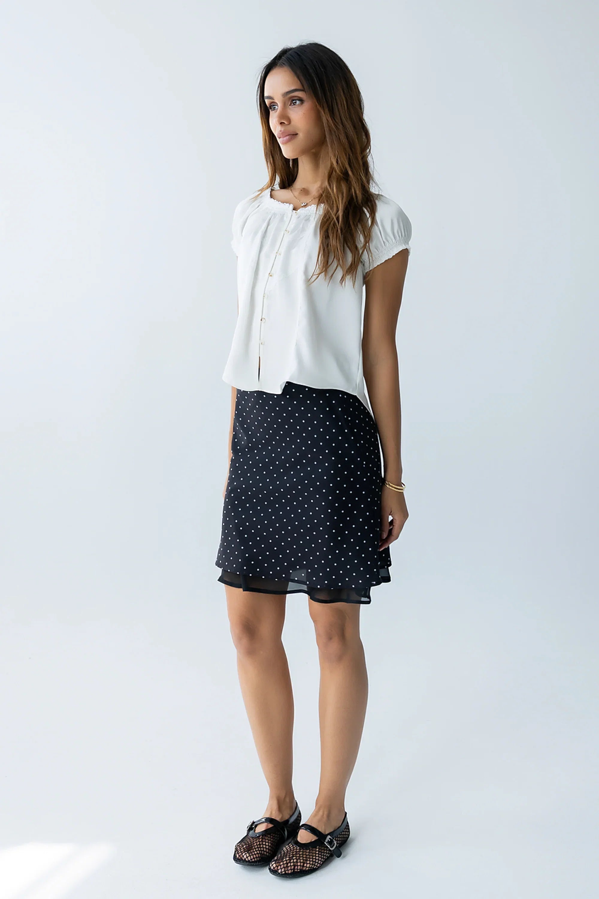 Kennedy Polka Dot Skirt in Black