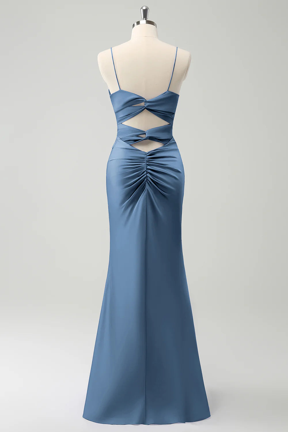 Purple Mermaid Front Criss Cross Pleated Floor Length Bridesmaid Dress