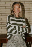 Beckam Striped Sweater in Olive FINAL SALE