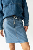 Parker Striped Denim Knee Length Skirt