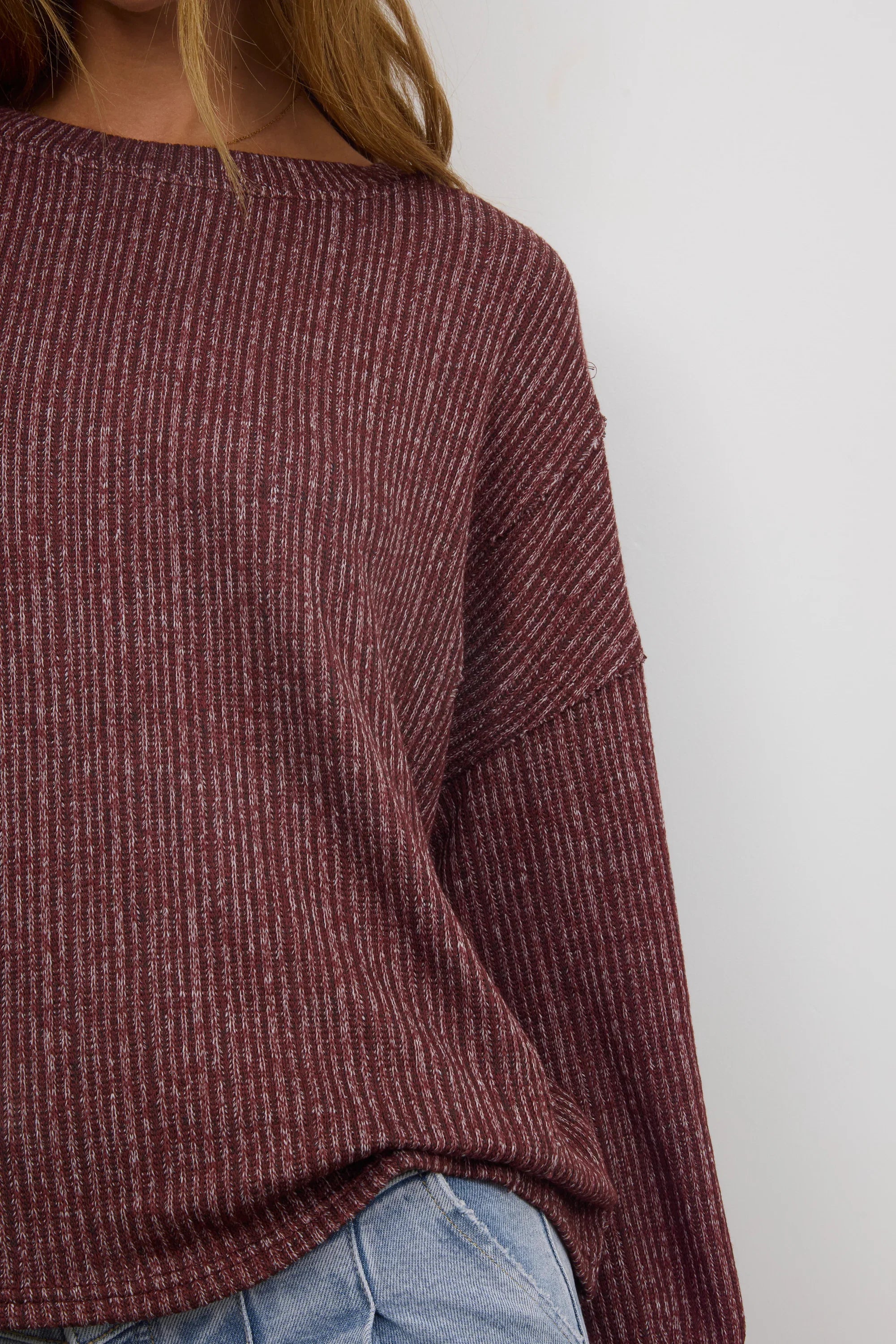 Tate Knit Sweater in Burgundy