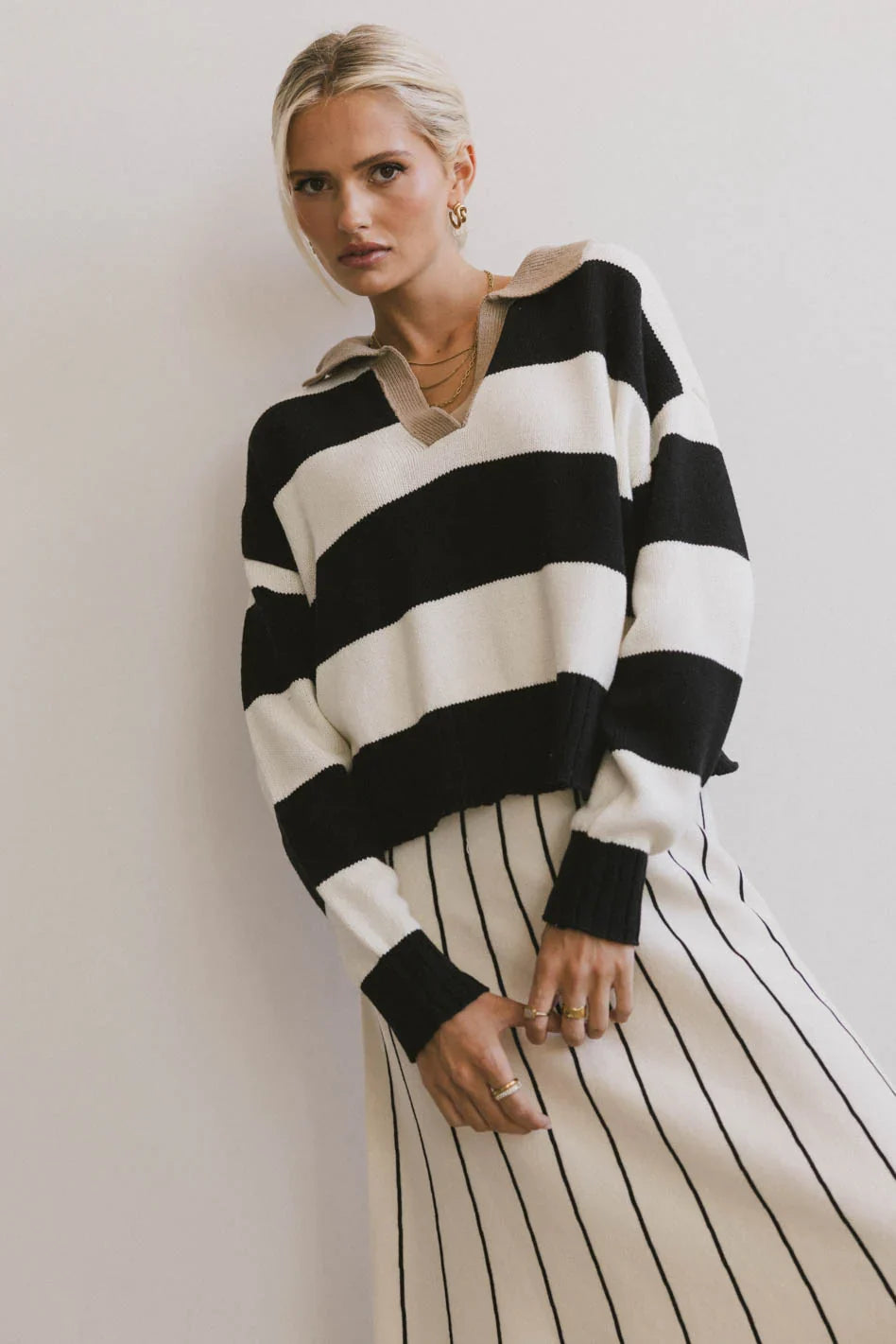 Akari Striped Sweater in Ivory FINAL SALE