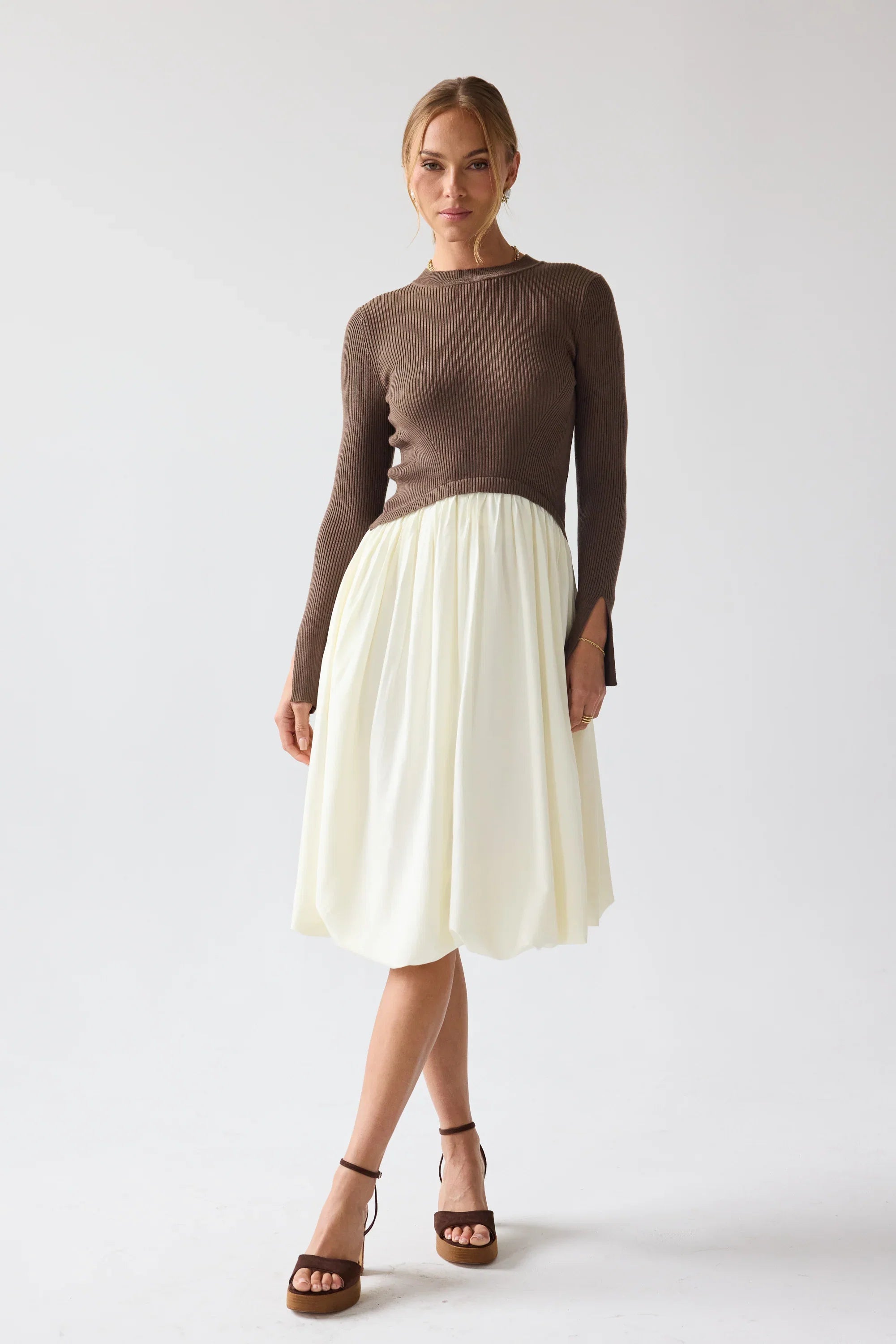Kaison Mixed Media Midi Dress FINAL SALE