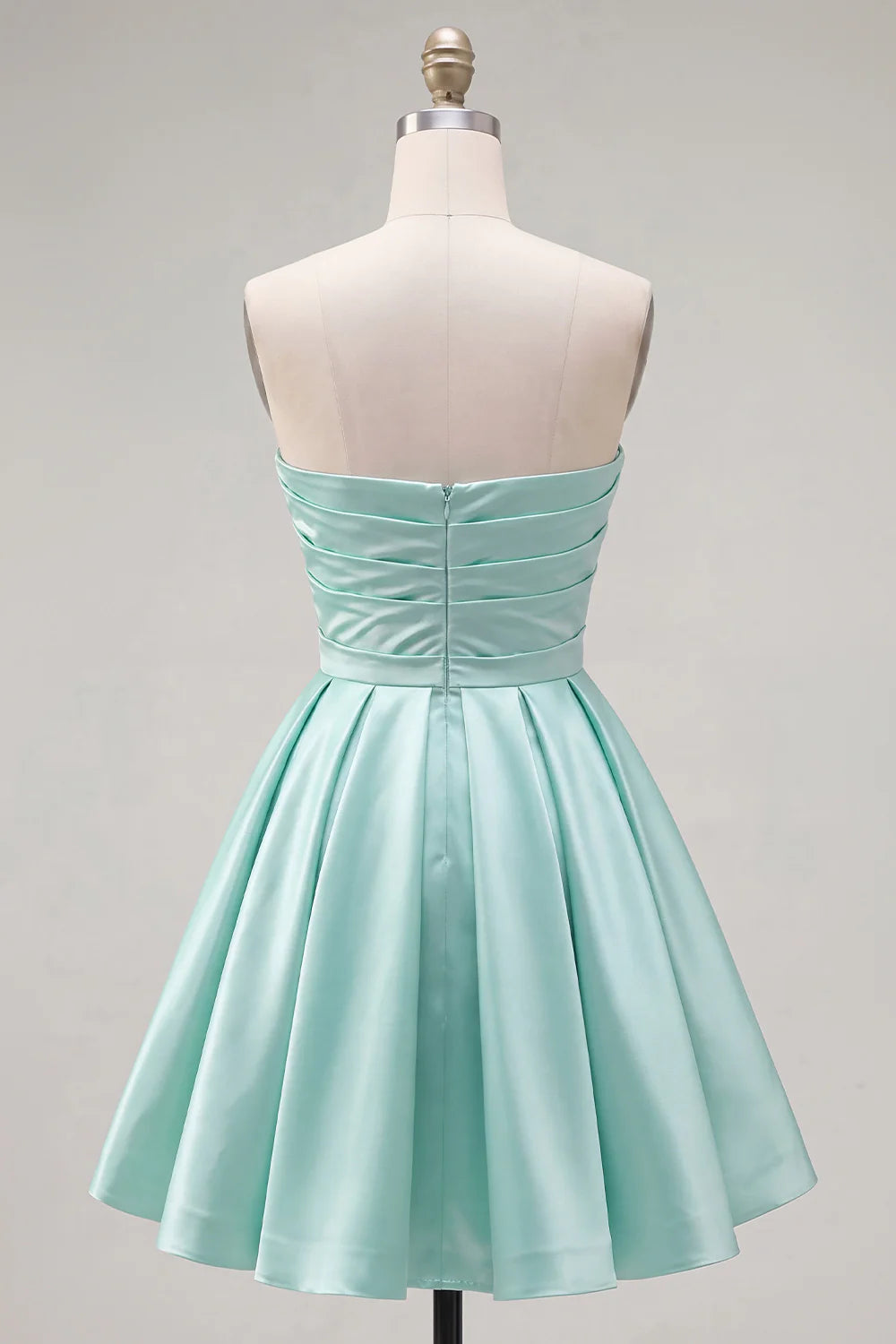 Yellow A Line Satin Strapless Homecoming Dress