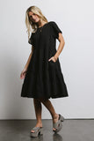 Neve Textured Midi Dress in Black FINAL SALE