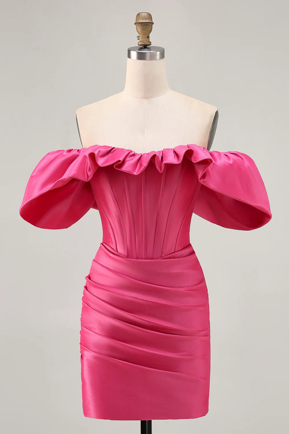 Fuchsia Off The Shoulder Bodycon Short Homecoming Dress