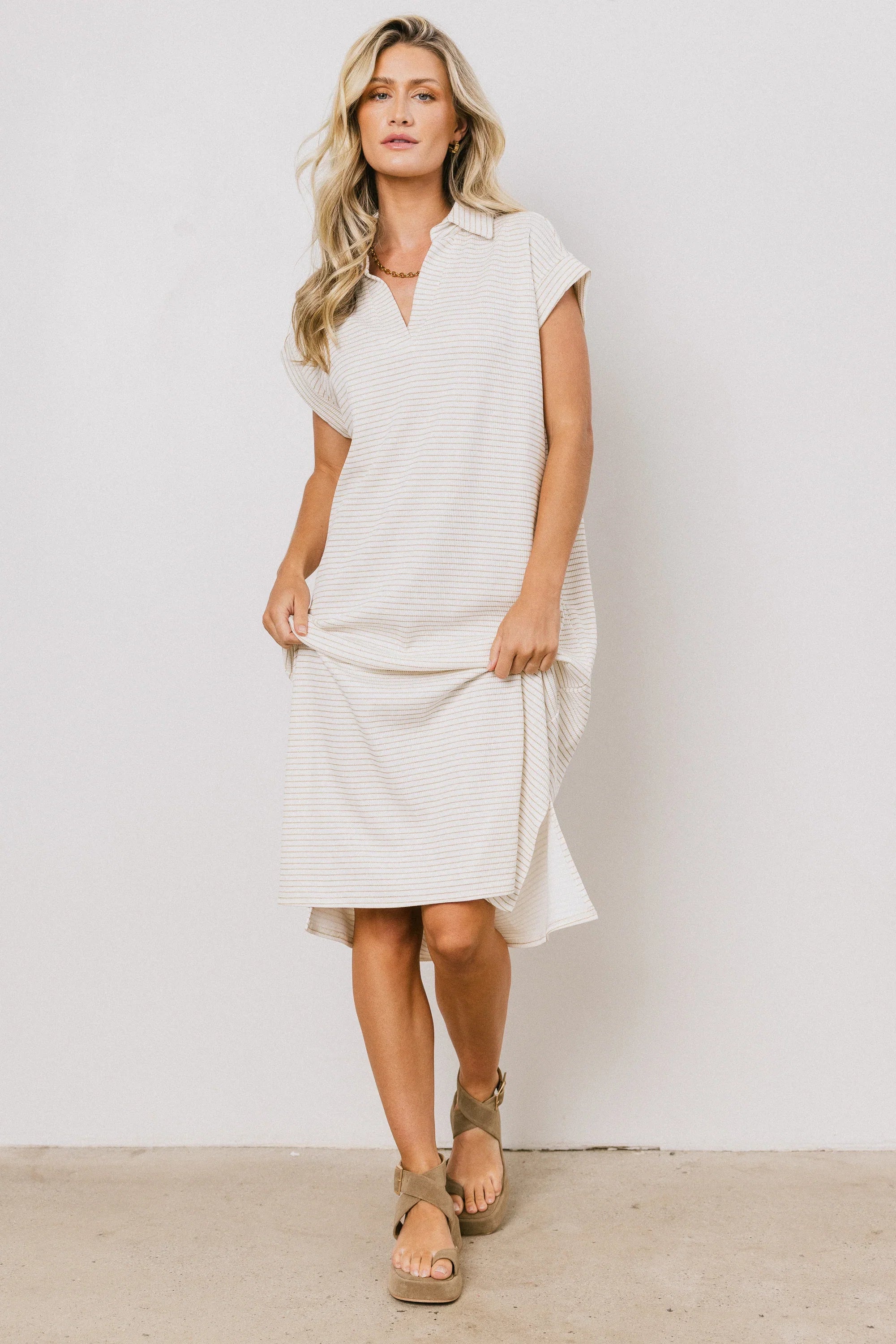 Elisa Striped Maxi Dress in Tan FINAL SALE