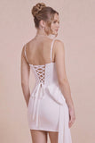 White Corset Spaghetti Straps Bodycon Graduation Dress with Bow