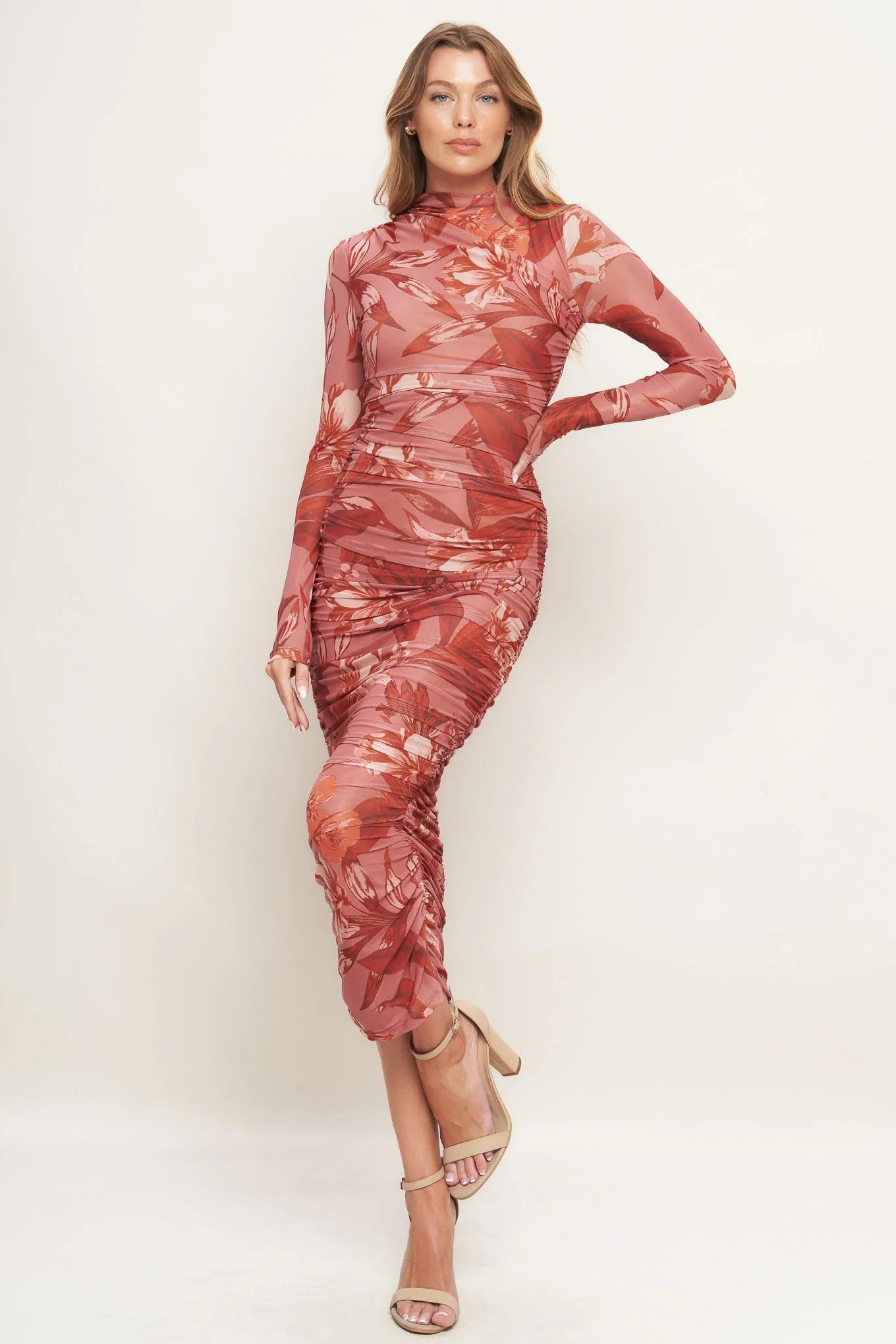 Size Small INSTA WORTHY SIENNA POWER MESH MIDI DRESS FINAL SALE