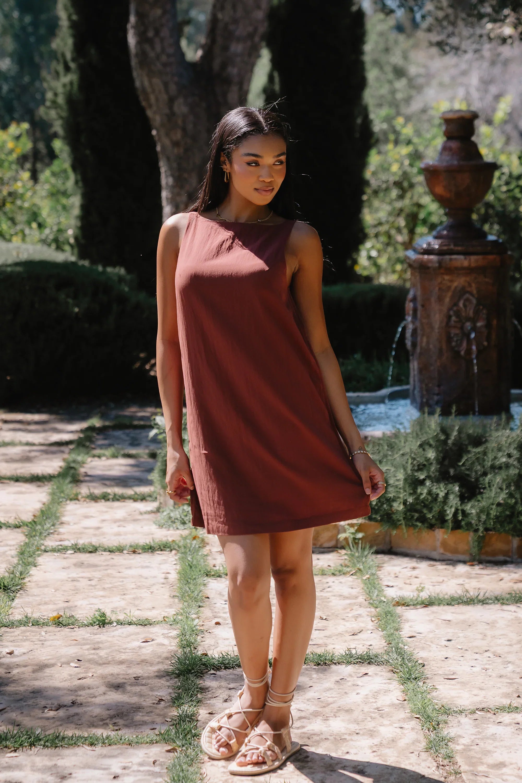 Aria Mini Dress in Brown
