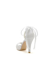 Peep Toe Pearl Strap Ribborn Wedding