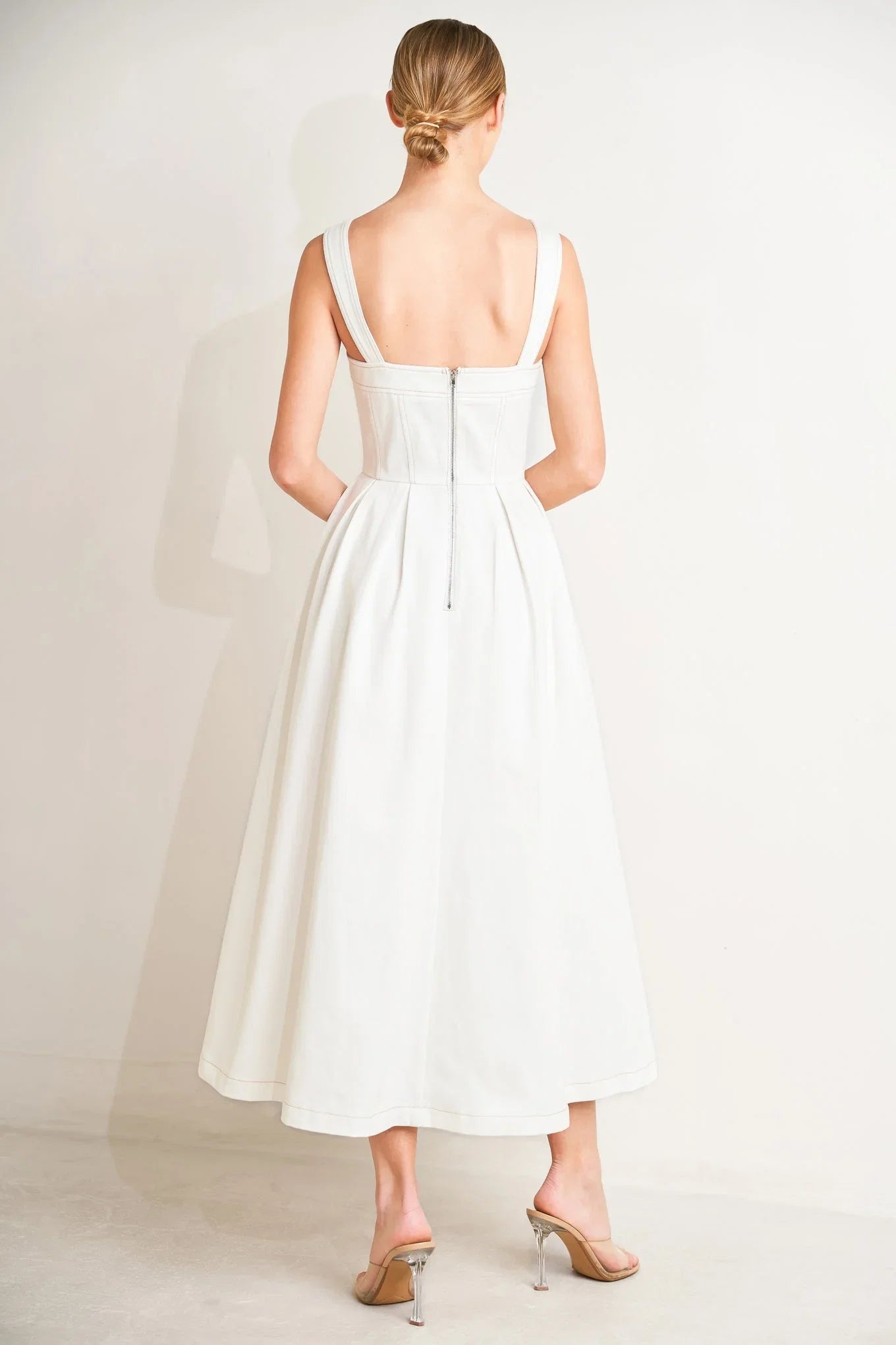 SERENE CHARM OFF WHITE MIDI DRESS