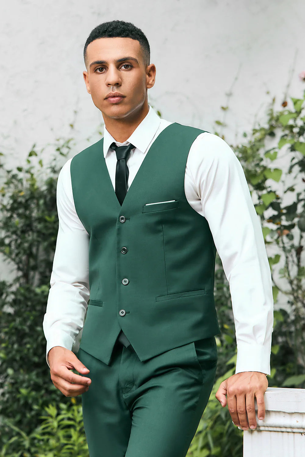 Mens Black Shawl Lapel Single Breasted 3 Piece Wedding Suits