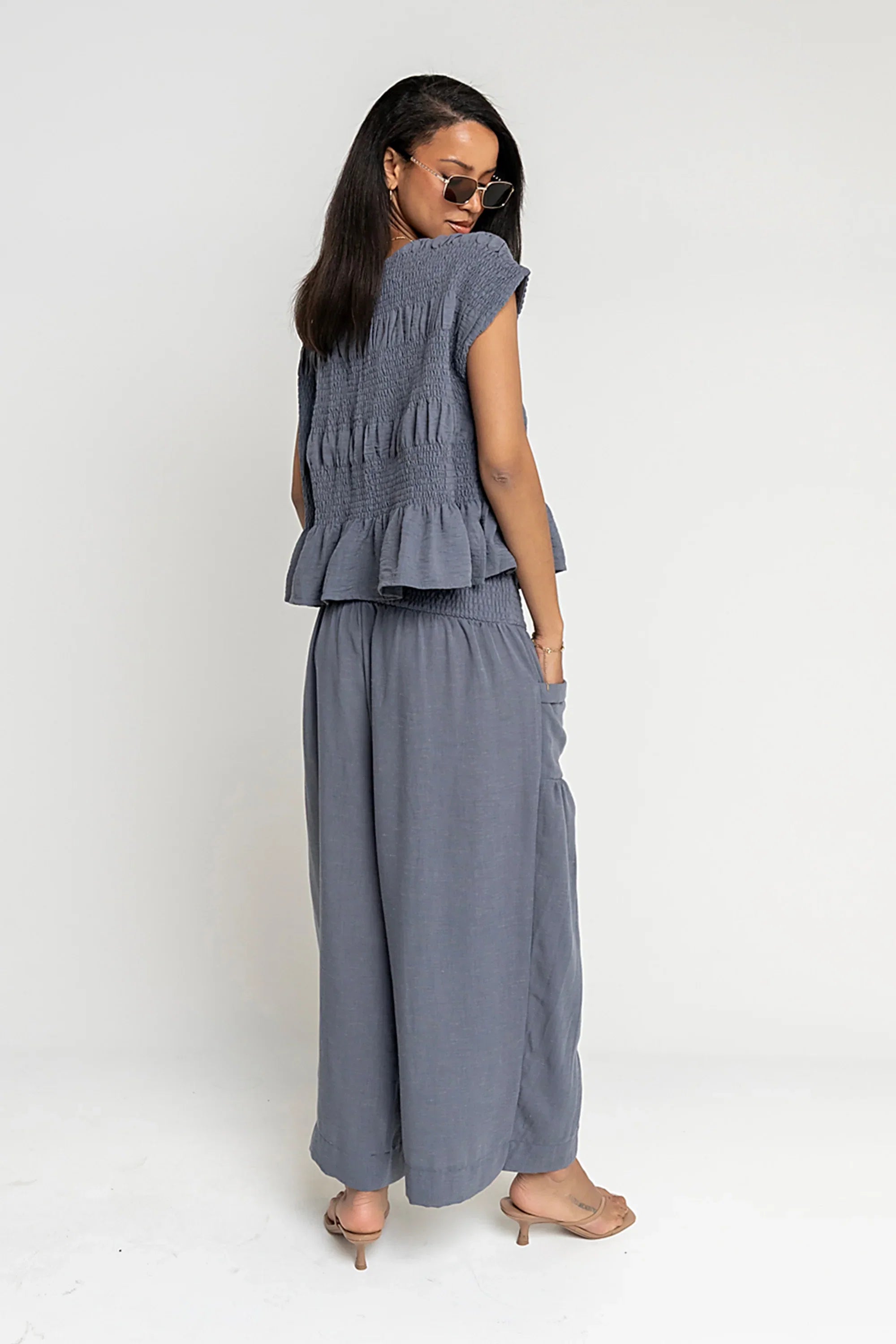 Ashton Smocked Top in Blue