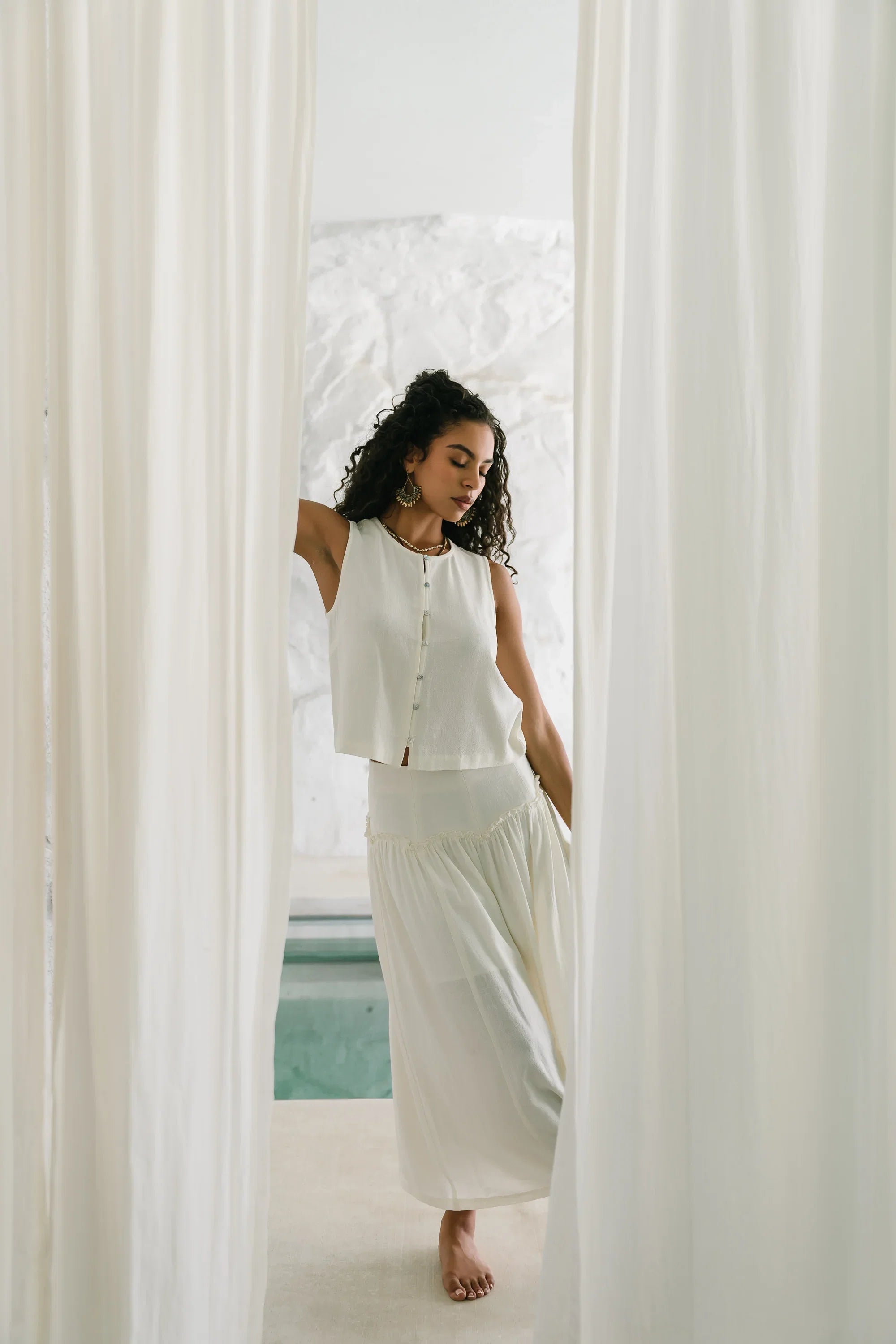 Ray Scallop Maxi Skirt