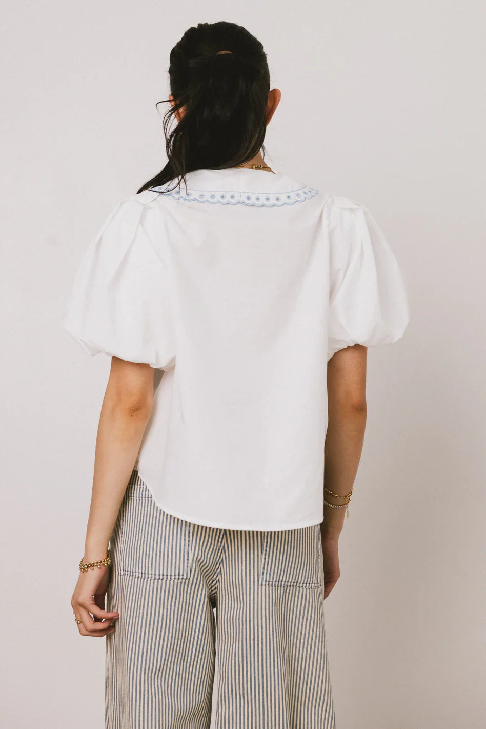 Lara Embroidered Blouse in Off White FINAL SALE