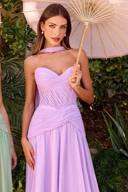 Kimberly Gown Chiffon A line Dress With Scarf