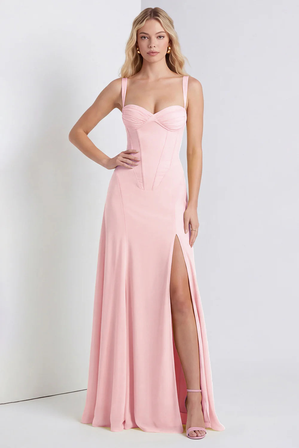 Daffodil Corset A Line Lace up Back Maxi Dress with Slit