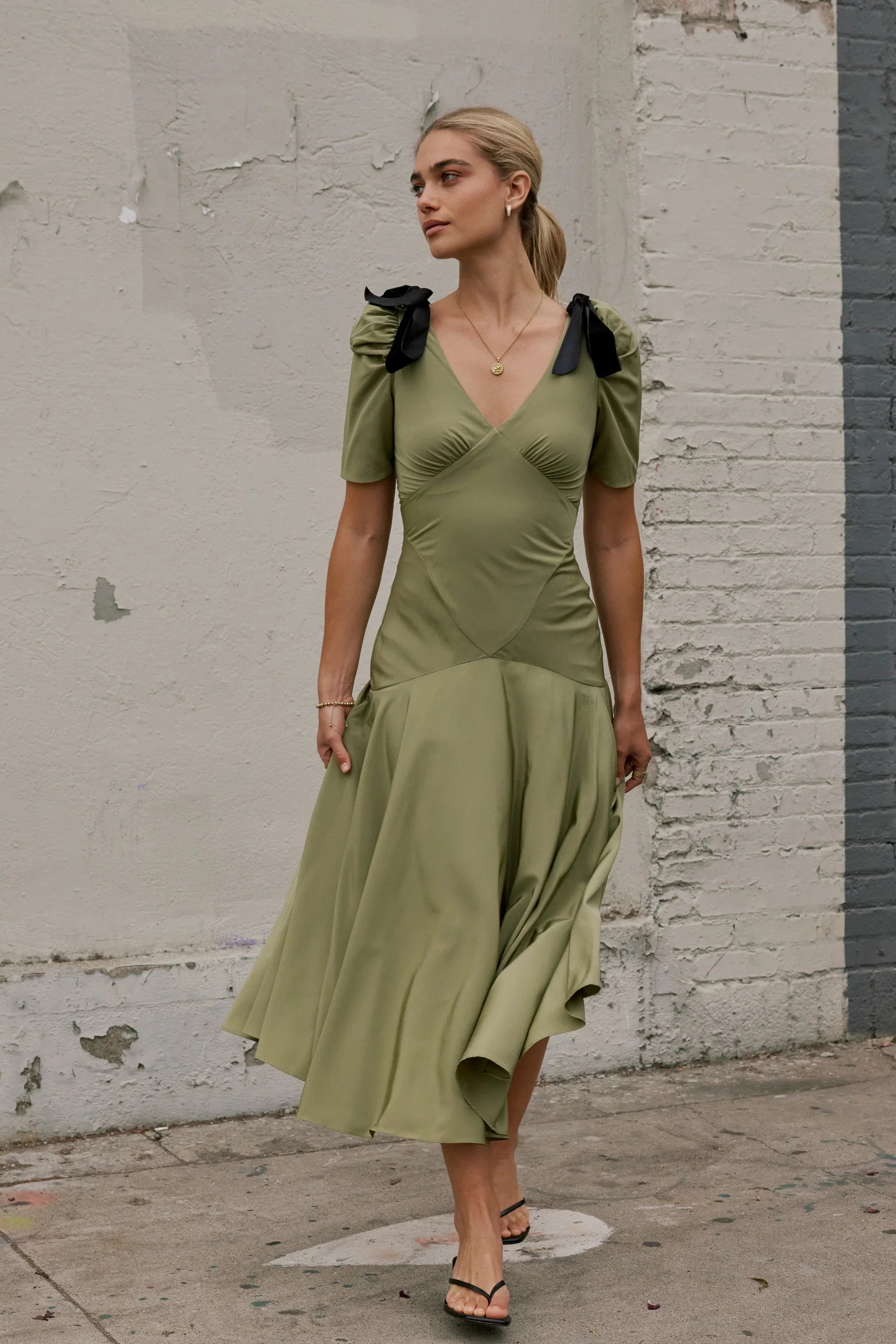 Nellie Drop Waist Maxi Dress in Sage FINAL SALE