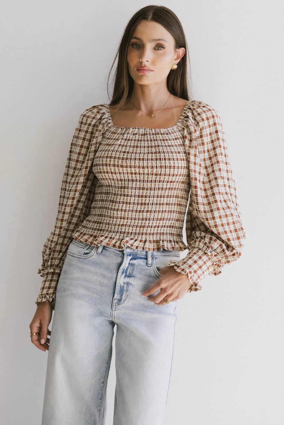Brinklee Smocked Blouse in Rust FINAL SALE