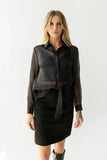 Liberty Sheer Button Up Blouse in Black FINAL SALE