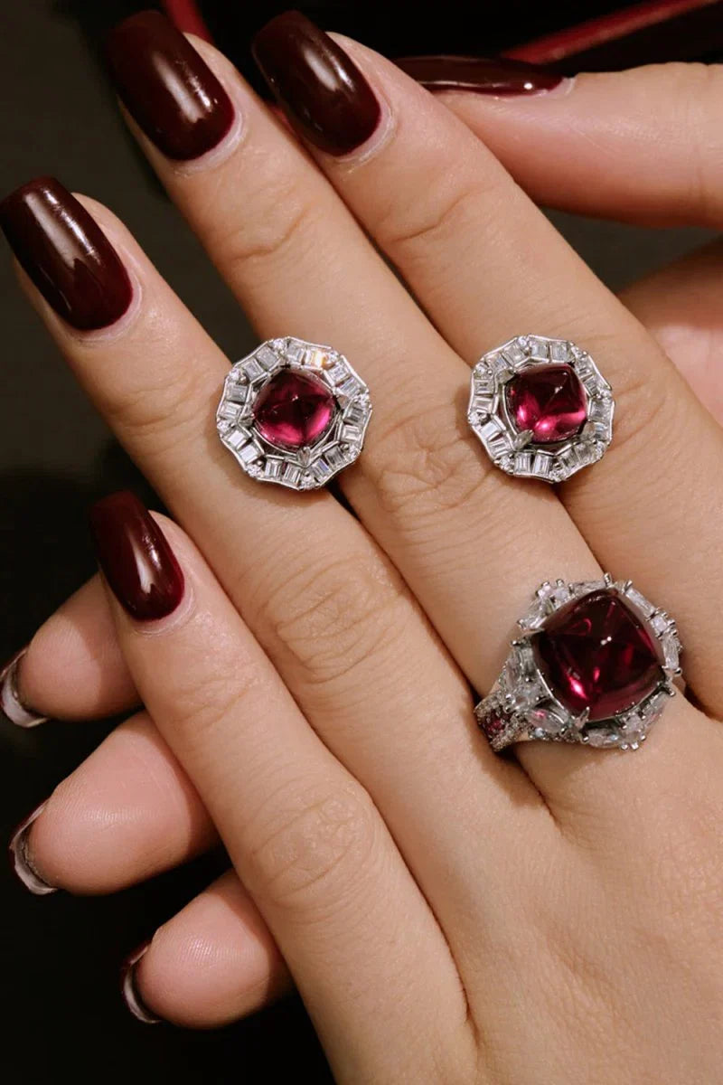 Luxurious Sugar Tower Ruby Engagement Ring