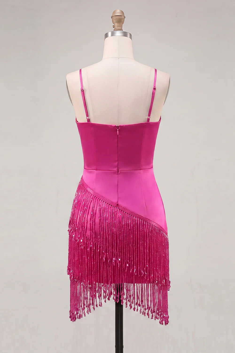 Gold Fringed Satin Bodycon Short Homecoming Dress