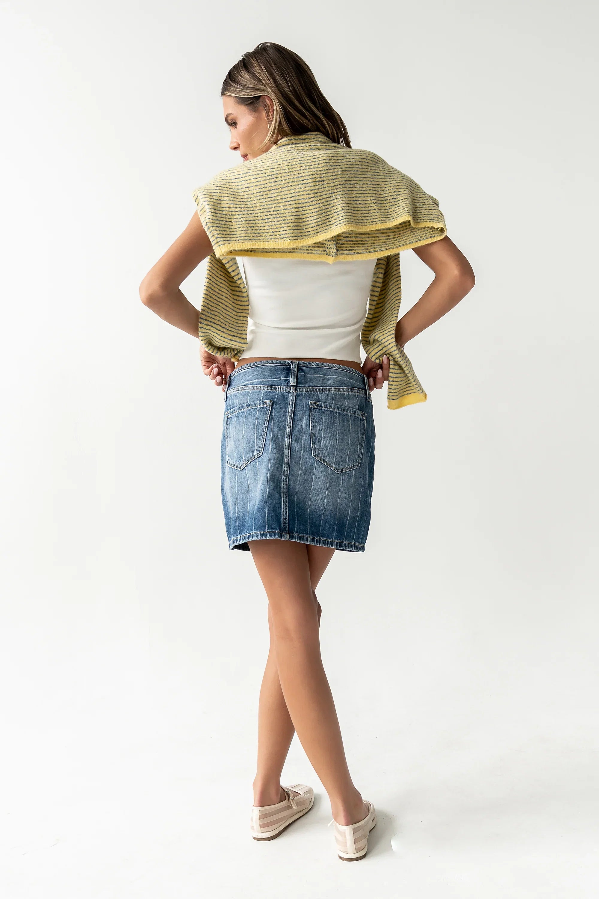 Alder Striped Denim Mini Skirt