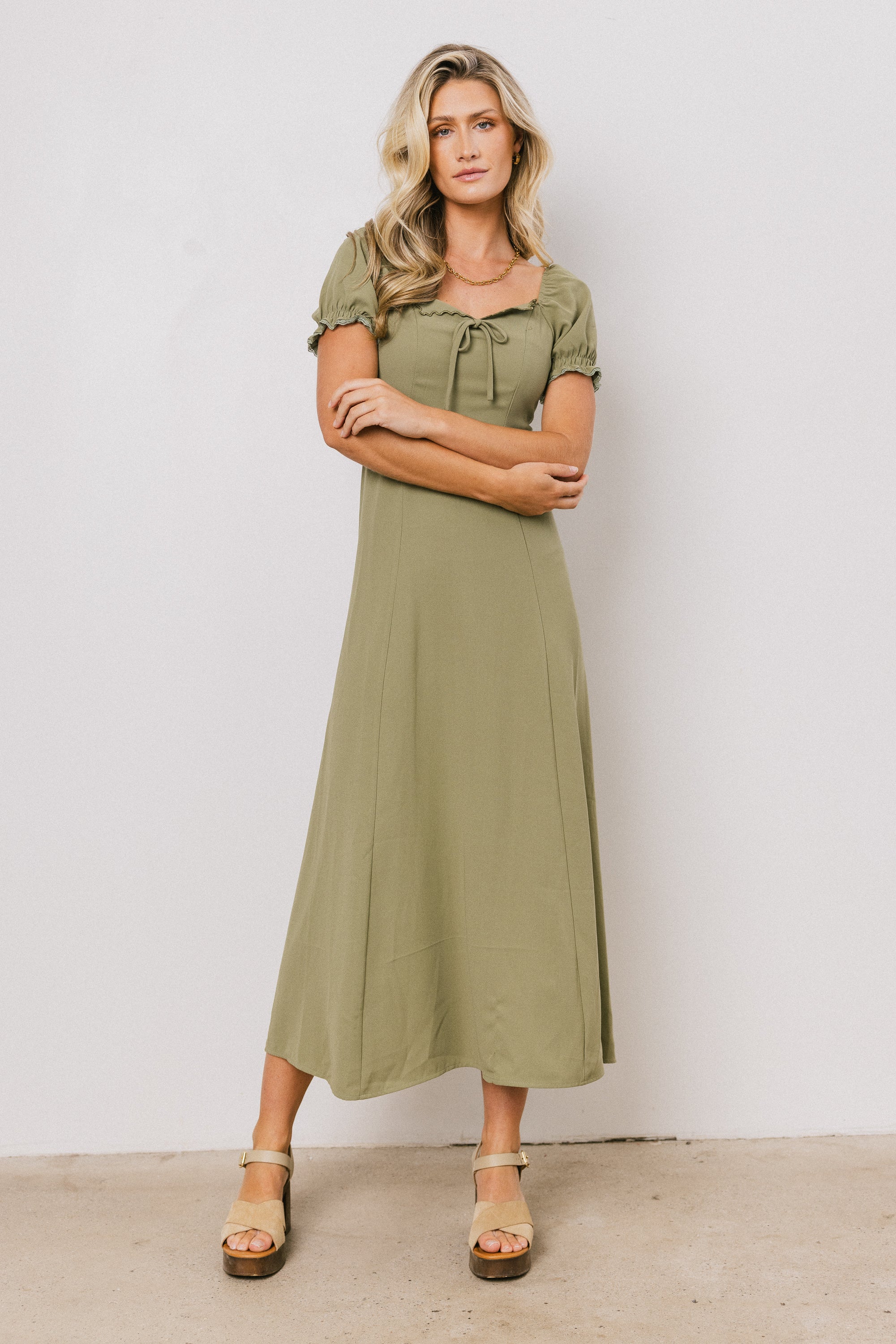 Maddox Midi Dress in Sage FINAL SALE