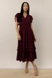Willa Ruffle Dress in Burgundy FINAL SALE